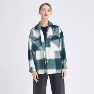 Goodnight Macaroon Plaid Green & White Women's Shacked, Women’s Plaid Jacket
